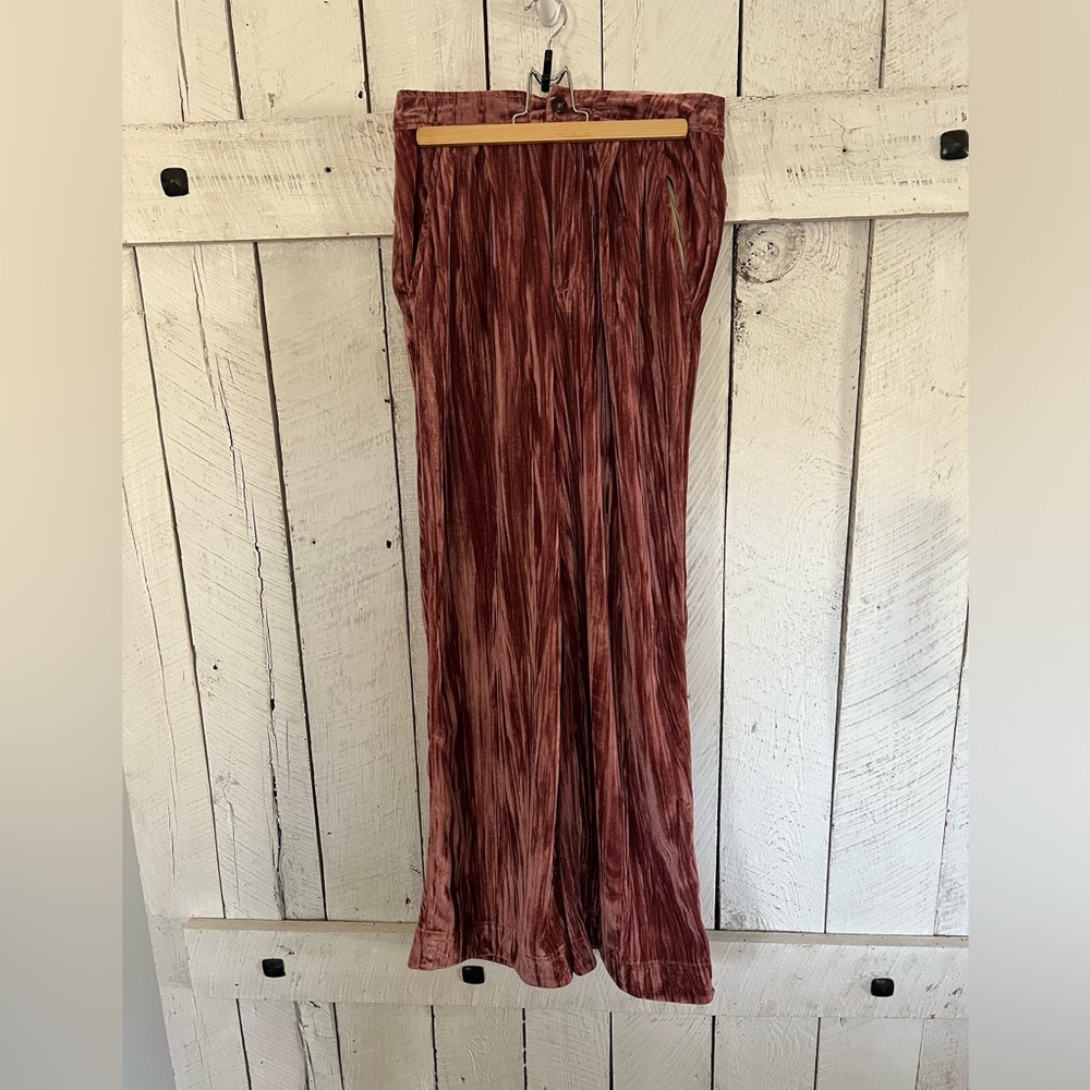 FREE PEOPLE crushed velvet wide leg pants